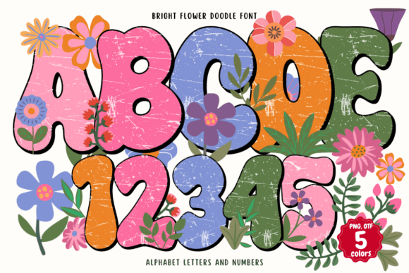 Bright Flower Doodle: A Color Fonts Joy for Creative Brands