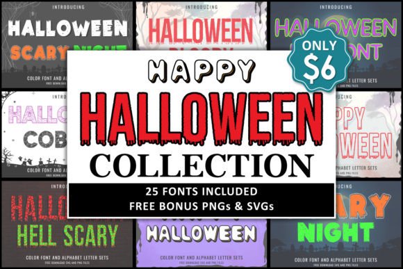 Happy Halloween Collection Fonts: Color Fonts for Spine-Chilling Design