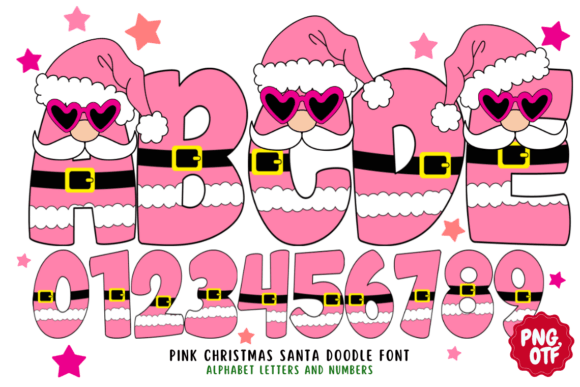 Pink Christmas Santa Doodle Fonts: A Color Fonts Review