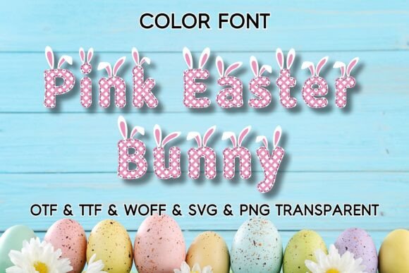 Pink Easter Bunny: A Playful Color Fonts Asset