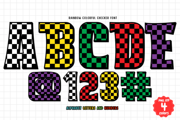 Rainbow Colorful Checker: A Vibrant Color Fonts Asset