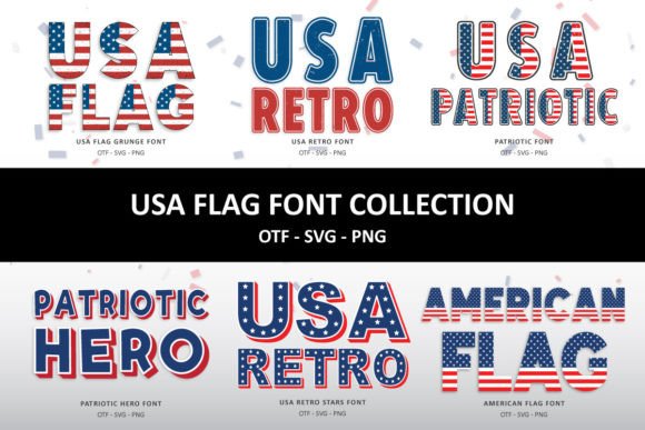Usa Flag Collection: Color Fonts for Patriotic Design Projects
